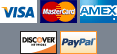 Visa, MasterCard, AMEX, Discover, PayPal